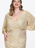 Hadassah Bodycon V-Neck Knee-Length Sequin Cocktail Dress UKP0020957