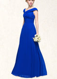 Renee A-line Asymmetrical Floor-Length Chiffon Evening Dress With Pleated UKP0020961