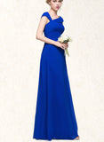 Renee A-line Asymmetrical Floor-Length Chiffon Evening Dress With Pleated UKP0020961