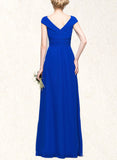 Renee A-line Asymmetrical Floor-Length Chiffon Evening Dress With Pleated UKP0020961