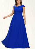 Renee A-line Asymmetrical Floor-Length Chiffon Evening Dress With Pleated UKP0020961