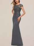 Khloe Sheath/Column Scoop Illusion Floor-Length Chiffon Lace Evening Dress With Sequins UKP0020964