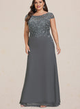 Khloe Sheath/Column Scoop Illusion Floor-Length Chiffon Lace Evening Dress With Sequins UKP0020964