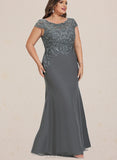 Khloe Sheath/Column Scoop Illusion Floor-Length Chiffon Lace Evening Dress With Sequins UKP0020964