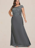 Khloe Sheath/Column Scoop Illusion Floor-Length Chiffon Lace Evening Dress With Sequins UKP0020964