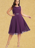 Margery A-line Cowl Knee-Length Chiffon Cocktail Dress With Beading Sequins UKP0020967