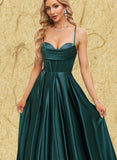 Isabel A-line Sweetheart Floor-Length Satin Prom Dresses UKP0020969