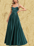 Isabel A-line Sweetheart Floor-Length Satin Prom Dresses UKP0020969