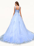 Gertrude Ball-Gown/Princess Sweetheart Court Train Lace Tulle Prom Dresses UKP0020979