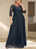 Elisabeth A-line Scoop Illusion Floor-Length Lace Tulle Evening Dress With Sequins UKP0020983