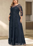 Elisabeth A-line Scoop Illusion Floor-Length Lace Tulle Evening Dress With Sequins UKP0020983