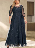 Elisabeth A-line Scoop Illusion Floor-Length Lace Tulle Evening Dress With Sequins UKP0020983