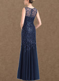 Alexis Trumpet/Mermaid V-Neck Floor-Length Lace Tulle Evening Dress With Sequins UKP0020986