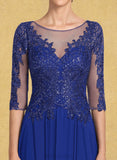 Angel A-line Scoop Illusion Tea-Length Chiffon Lace Cocktail Dress With Sequins UKP0020994