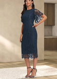 Aracely Sheath/Column Scoop Knee-Length Lace Cocktail Dress UKP0020998