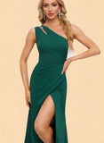 Gabriella Sheath/Column One Shoulder Floor-Length Chiffon Prom Dresses UKP0021001