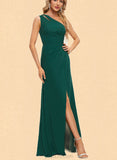 Gabriella Sheath/Column One Shoulder Floor-Length Chiffon Prom Dresses UKP0021001