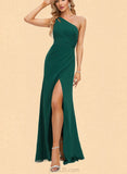 Gabriella Sheath/Column One Shoulder Floor-Length Chiffon Prom Dresses UKP0021001