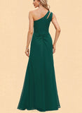 Gabriella Sheath/Column One Shoulder Floor-Length Chiffon Prom Dresses UKP0021001