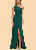 Gabriella Sheath/Column One Shoulder Floor-Length Chiffon Prom Dresses UKP0021001