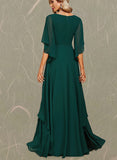 Samara A-line V-Neck Floor-Length Chiffon Evening Dress With Beading Appliques Lace Sequins UKP0021002