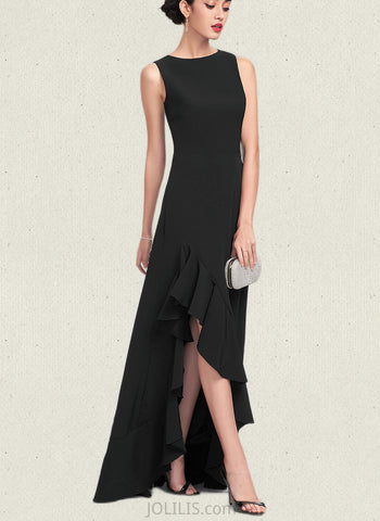 Leyla A-line Scoop Asymmetrical Stretch Crepe Evening Dress With Ruffle UKP0021003