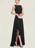 Leyla A-line Scoop Asymmetrical Stretch Crepe Evening Dress With Ruffle UKP0021003