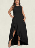 Leyla A-line Scoop Asymmetrical Stretch Crepe Evening Dress With Ruffle UKP0021003