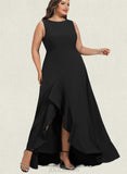 Leyla A-line Scoop Asymmetrical Stretch Crepe Evening Dress With Ruffle UKP0021003