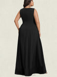 Leyla A-line Scoop Asymmetrical Stretch Crepe Evening Dress With Ruffle UKP0021003