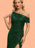 Ayla Trumpet/Mermaid Asymmetrical Sweep Train Sequin Evening Dress With Pleated UKP0021005