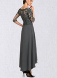 Penny A-line Sweetheart Asymmetrical Chiffon Lace Cocktail Dress With Beading Pleated Sequins UKP0021008