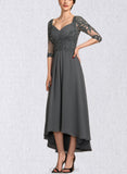 Penny A-line Sweetheart Asymmetrical Chiffon Lace Cocktail Dress With Beading Pleated Sequins UKP0021008