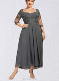 Penny A-line Sweetheart Asymmetrical Chiffon Lace Cocktail Dress With Beading Pleated Sequins UKP0021008