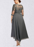 Penny A-line Sweetheart Asymmetrical Chiffon Lace Cocktail Dress With Beading Pleated Sequins UKP0021008