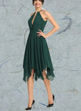 Skyler A-line Scoop Asymmetrical Chiffon Cocktail Dress With Beading UKP0021009