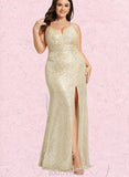 Tessa Sheath/Column V-Neck Sweep Train Sequin Evening Dress With Pleated UKP0021012