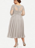 Chasity A-line Scoop Illusion Chiffon Lace Cocktail Dress With Beading Sequins UKP0021022