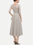 Chasity A-line Scoop Illusion Chiffon Lace Cocktail Dress With Beading Sequins UKP0021022