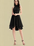 Sidney A-line Scoop Asymmetrical Chiffon Cocktail Dress With Pleated UKP0021023