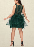 Shayna Ball-Gown/Princess Scoop Short/Mini Lace Tulle Cocktail Dress With Sequins UKP0021031