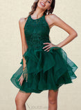 Shayna Ball-Gown/Princess Scoop Short/Mini Lace Tulle Cocktail Dress With Sequins UKP0021031