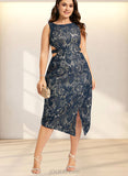 Sanaa Sheath/Column Scoop Tea-Length Lace Cocktail Dress UKP0021033