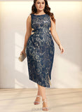 Sanaa Sheath/Column Scoop Tea-Length Lace Cocktail Dress UKP0021033