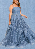 Madison A-line Ball-Gown/Princess Straight Floor-Length Lace Prom Dresses With Beading UKP0021036