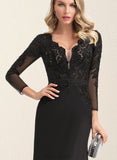 Dayami Trumpet/Mermaid V-Neck Sweep Train Chiffon Lace Evening Dress With Beading Sequins UKP0021037