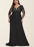 Dayami Trumpet/Mermaid V-Neck Sweep Train Chiffon Lace Evening Dress With Beading Sequins UKP0021037