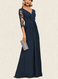 Liberty Trumpet/Mermaid V-Neck Sweep Train Chiffon Lace Evening Dress With Pleated Sequins UKP0021044