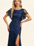 Rylie Trumpet/Mermaid Scoop Floor-Length Lace Sequin Evening Dress UKP0021058