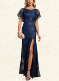 Rylie Trumpet/Mermaid Scoop Floor-Length Lace Sequin Evening Dress UKP0021058